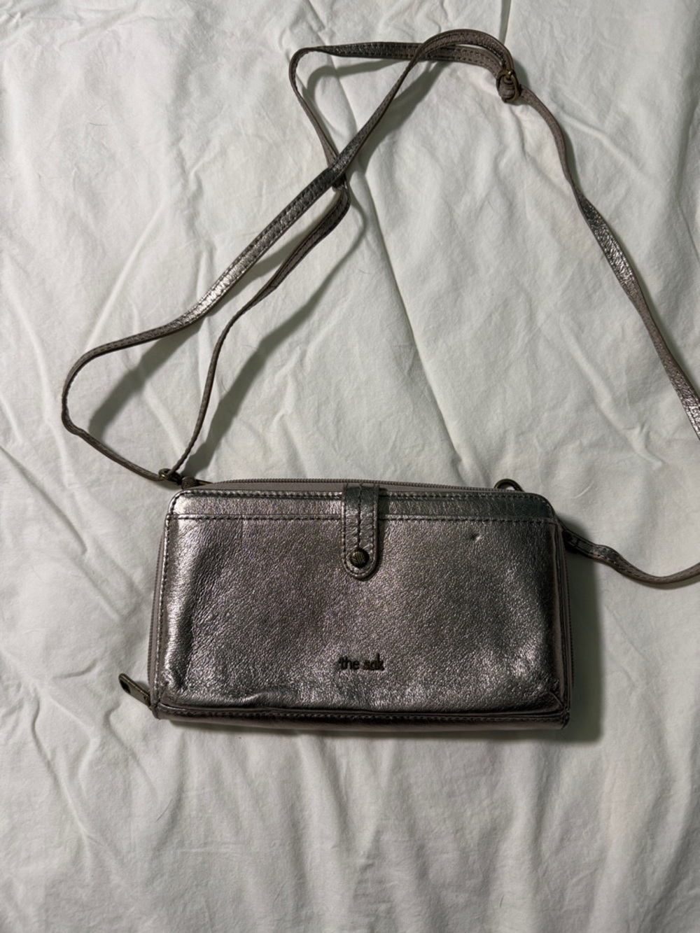 The Sak Metallic Silver Crossbody Wallet